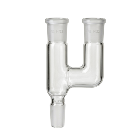 Adaptateur universel en verre à 2 cols avec cône NS 14/23