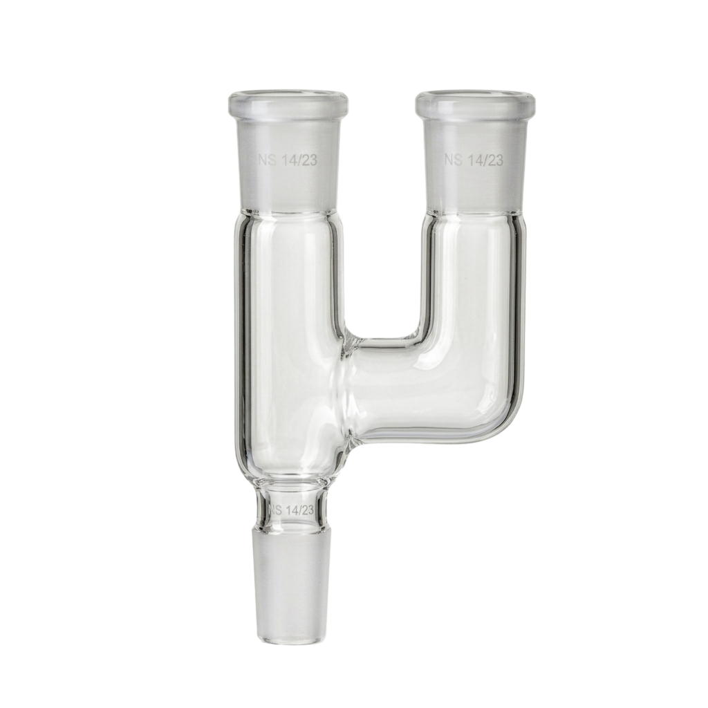 Adaptateur universel en verre à 2 cols avec cône NS 14/23